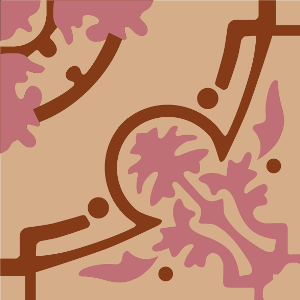 Decorative cement tile Versalles 2 with leaves and foliage, circles and medallions, arches and curves
